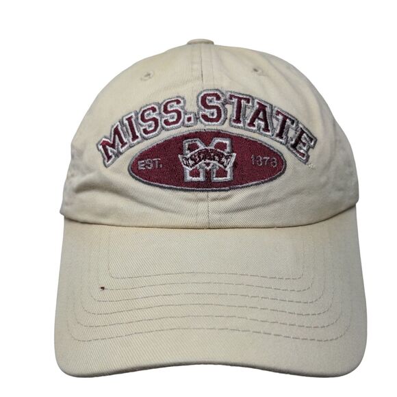 T.E.I Men's Strapback Hat Tan OSFA Embroidered Mississippi State Logo - Picture 1 of 7